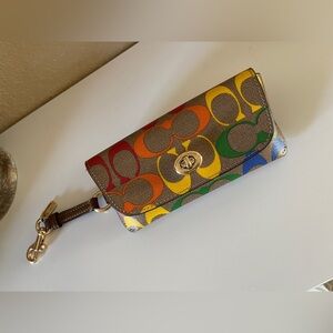 NWOT Coach Sunglasses Case in Rainbow Signature Canvas